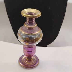 Purple Glass Decorative Bud Vase with Gold Accents Egyptian Blown  Glass.